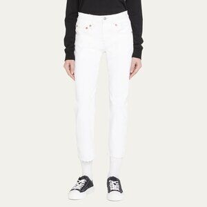 R13 Boy Straigt-Leg Crop Jeans: Bale White Size 25